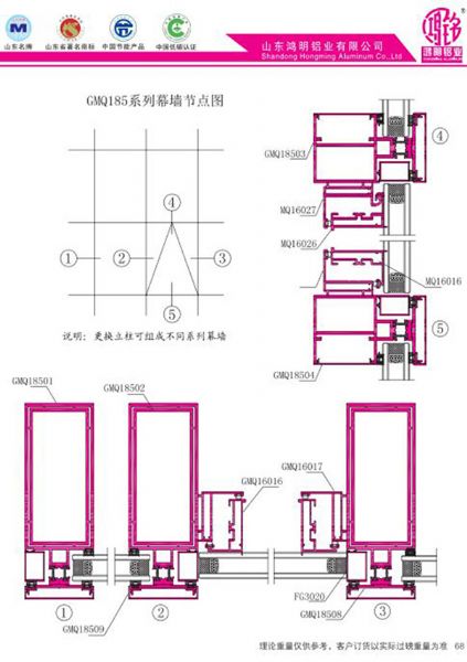 GMQ185系列幕墻節(jié)點(diǎn)圖