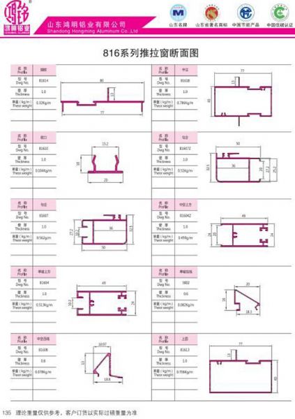 816系列推拉窗斷面圖